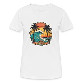 Surfen Strand Palme Sonnenschein Urlaub - Frauen T-Shirt atmungsaktiv - Weiß - Vorne - AI Model Female 172 dark (172cm)