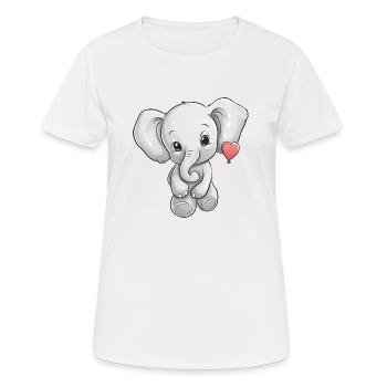 Elefant mit Herz - Frauen T-Shirt atmungsaktiv - Weiß - Vorne - AI Model Female 172 dark (172cm)
