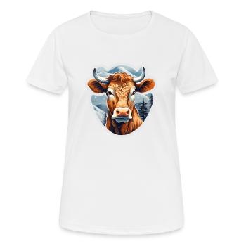 Vache alpine d’hiver - T-shirt respirant Femme - blanc - Devant - AI Model Female 172 dark (172cm)