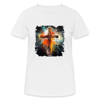 Jesus Christ Cross for Christians & Orthodox - Women's Breathable T-Shirt - white - Front - AI Model Female 172 dark (172cm)