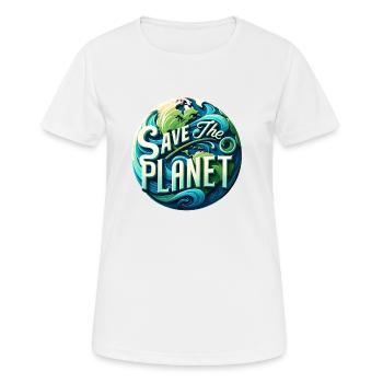 Save the planet - Frauen T-Shirt atmungsaktiv - Weiß - Vorne - AI Model Female 172 dark (172cm)