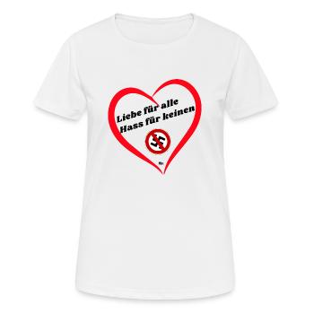 Liebe für alle Hass für keinen - Frauen T-Shirt atmungsaktiv - Weiß - Vorne - AI Model Female 172 dark (172cm)