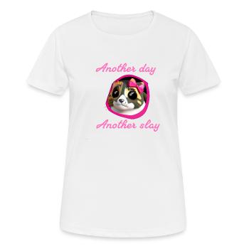 Un autre jour, un autre meurtre, chat, boucle - T-shirt respirant Femme - blanc - Devant - AI Model Female 172 dark (172cm)