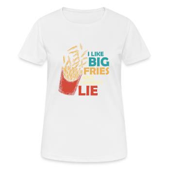 Big Fries, Big Love : Je ne peux pas cacher ma joie de frire - T-shirt respirant Femme - blanc - Devant - AI Model Female 172 dark (172cm)