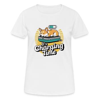 Its Charging Time Corgi Funny - Women's Breathable T-Shirt - white - Front - AI Model Female 172 dark (172cm)