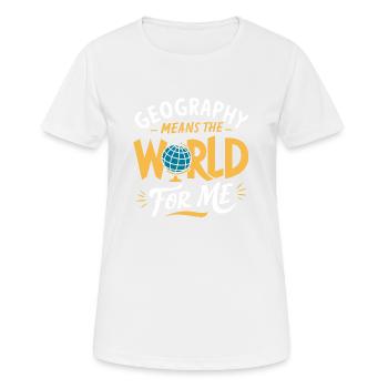 Comprendre le monde à travers la géographie - T-shirt respirant Femme - blanc - Devant - AI Model Female 172 dark (172cm)