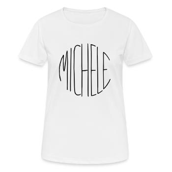 Michele - Frauen T-Shirt atmungsaktiv - Weiß - Vorne - AI Model Female 172 dark (172cm)