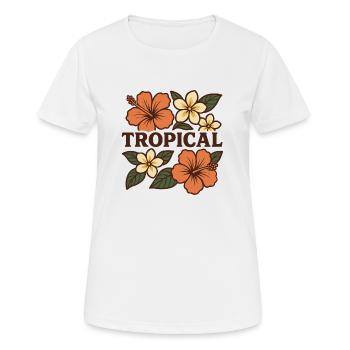 Tropical - summer motif with exotic flowers - Women's Breathable T-Shirt - white - Front - AI Model Female 172 dark (172cm)