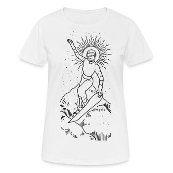 Snowboarderin im Pulverschnee, im Steilhang! - Frauen T-Shirt atmungsaktiv - Weiß - Vorne - AI Model Female 172 dark (172cm)