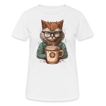 Latte Loving Cat - Women's Breathable T-Shirt - white - Front - AI Model Female 172 dark (172cm)
