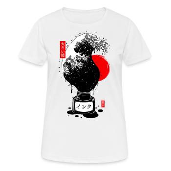 Encre vague japonais noir - T-shirt respirant Femme - blanc - Devant - AI Model Female 172 dark (172cm)
