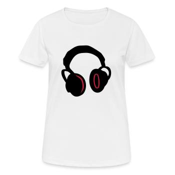 Kopfhörer - Headphones - Frauen T-Shirt atmungsaktiv - Weiß - Vorne - AI Model Female 172 dark (172cm)