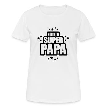 futur super papa - T-shirt respirant Femme - blanc - Devant - AI Model Female 172 dark (172cm)