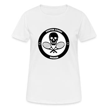 Center Court Rocker Tennis Skull Tennisschläger - Frauen T-Shirt atmungsaktiv - Weiß - Vorne - AI Model Female 172 dark (172cm)