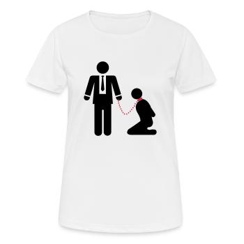 Er fuehrt ihn - Frauen T-Shirt atmungsaktiv - Weiß - Vorne - AI Model Female 172 dark (172cm)