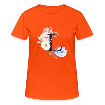 Blumen Sommer Buchstabe L Pastell Rose Blätter - T-shirt respirant Femme - orange néon - Devant - AI Model Female 172 dark (172cm)