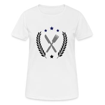 besteck - Frauen T-Shirt atmungsaktiv - Weiß - Vorne - AI Model Female 172 dark (172cm)