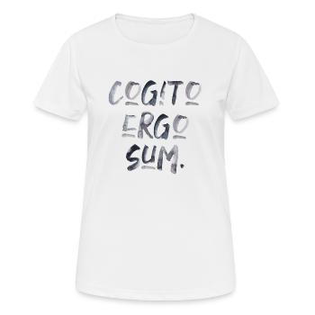 Ich denke also bin ich latein Sprache Schrift - Frauen T-Shirt atmungsaktiv - Weiß - Vorne - AI Model Female 172 dark (172cm)