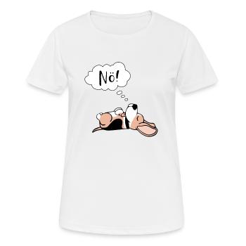 Lustiger Spruch Nö mit Comic Hund und Denkblase - Frauen T-Shirt atmungsaktiv - Weiß - Vorne - AI Model Female 172 dark (172cm)