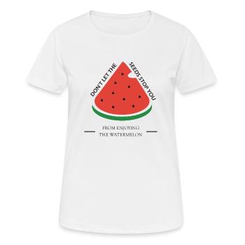 watermelon watermelon gift seeds - Women's Breathable T-Shirt - white - Front - AI Model Female 172 dark (172cm)