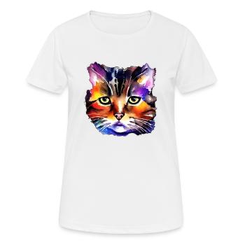 Katzengesicht 5 - Frauen T-Shirt atmungsaktiv - Weiß - Vorne - AI Model Female 172 dark (172cm)