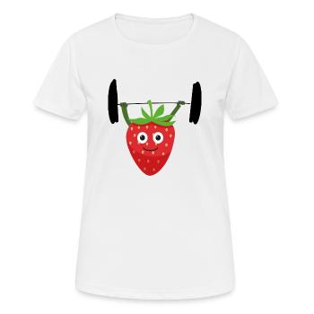 Fraise, Fitness, Soulever des poids, Sports - T-shirt respirant Femme - blanc - Devant - AI Model Female 172 dark (172cm)