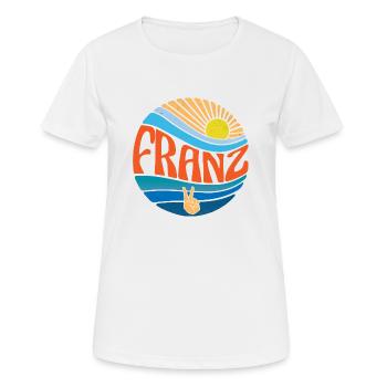 Franz Hemd Vintage Sunset Franz Groovy Tie Dye - Frauen T-Shirt atmungsaktiv - Weiß - Vorne - AI Model Female 172 dark (172cm)