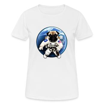 Mops im Weltall - Frauen T-Shirt atmungsaktiv - Weiß - Vorne - AI Model Female 172 dark (172cm)