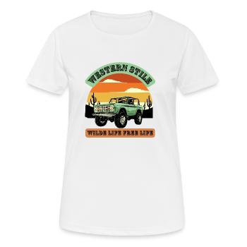 Auto wilde Atmosphere - Frauen T-Shirt atmungsaktiv - Weiß - Vorne - AI Model Female 172 dark (172cm)
