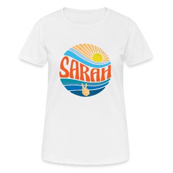 Sarah Chemise Vintage Coucher de soleil Sarah Groovy Tie Dye - T-shirt respirant Femme - blanc - Devant - AI Model Female 172 dark (172cm)