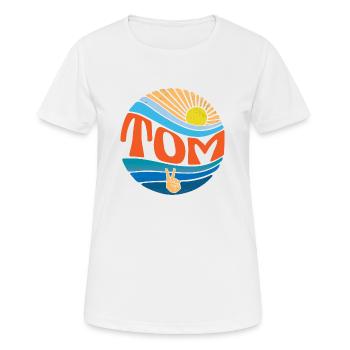 Tom Chemise Vintage Coucher de soleil Tom Groovy Tie Dye - T-shirt respirant Femme - blanc - Devant - AI Model Female 172 dark (172cm)