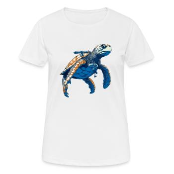 Meeresschildkröte als Taucher - Frauen T-Shirt atmungsaktiv - Weiß - Vorne - AI Model Female 172 dark (172cm)