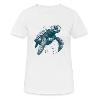 Tortue de mer nageant dans l’océan - T-shirt respirant Femme - blanc - Devant - AI Model Female 172 dark (172cm)