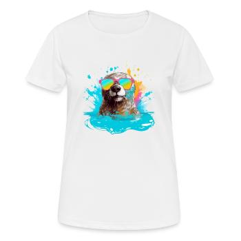 Ninna der bebrillte Otter - Frauen T-Shirt atmungsaktiv - Weiß - Vorne - AI Model Female 172 dark (172cm)