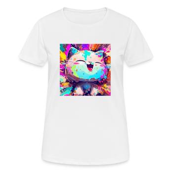 Super happy funny neko cat! - Women's Breathable T-Shirt - white - Front - AI Model Female 172 dark (172cm)