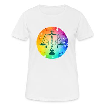 Le signe de la balance multicolore - T-shirt respirant Femme - blanc - Devant - AI Model Female 172 dark (172cm)