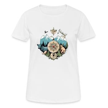 Boussole nature et animaux - T-shirt respirant Femme - blanc - Devant - AI Model Female 172 dark (172cm)