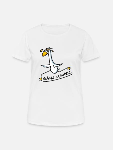 Lustige Jogger Gans - Frauen T-Shirt atmungsaktiv - Weiß
