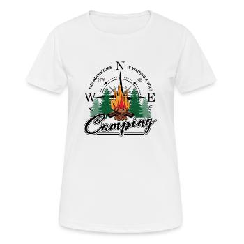 Camping pour camping-cars ou caravanes - T-shirt respirant Femme - blanc - Devant - AI Model Female 172 dark (172cm)