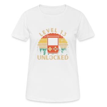 Level 13 freigeschaltet - Frauen T-Shirt atmungsaktiv - Weiß - Vorne - AI Model Female 172 dark (172cm)