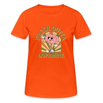 fresh outta dopamine | adhd, neurodivergent - Women's Breathable T-Shirt - neon orange - Front - AI Model Female 172 dark (172cm)