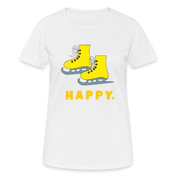 schlittschuhe happy - Frauen T-Shirt atmungsaktiv - Weiß - Vorne - AI Model Female 172 dark (172cm)