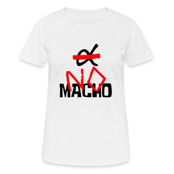 NO Macho (logo and text) - T-shirt respirant Femme - blanc - Devant - AI Model Female 172 dark (172cm)