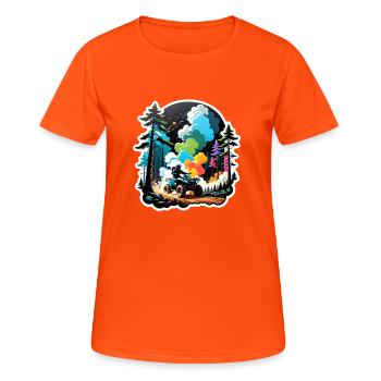 quad et tout terrain - T-shirt respirant Femme - orange néon - Devant - AI Model Female 172 dark (172cm)
