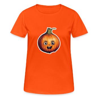 Zwiebel Kawaii - Frauen T-Shirt atmungsaktiv - Neonorange - Vorne - AI Model Female 172 dark (172cm)
