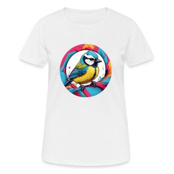 Farbenfrohes Blaumeisen Motiv - Frauen T-Shirt atmungsaktiv - Weiß - Vorne - AI Model Female 172 dark (172cm)