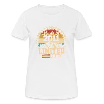 2011 Geburtstag 2011 Jahrgang 2011 Jubiläum - Frauen T-Shirt atmungsaktiv - Weiß - Vorne - AI Model Female 172 dark (172cm)
