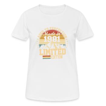1981 anniversaire 1981 né en 1981 anniversaire - T-shirt respirant Femme - blanc - Devant - AI Model Female 172 dark (172cm)