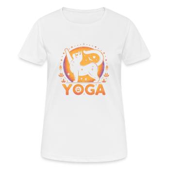 Chat pratique yoga - T-shirt respirant Femme - blanc - Devant - AI Model Female 172 dark (172cm)