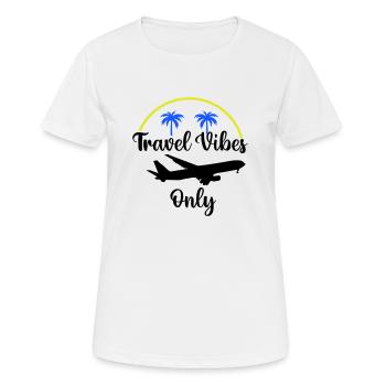 Travel Vibes uniquement - T-shirt respirant Femme - blanc - Devant - AI Model Female 172 dark (172cm)